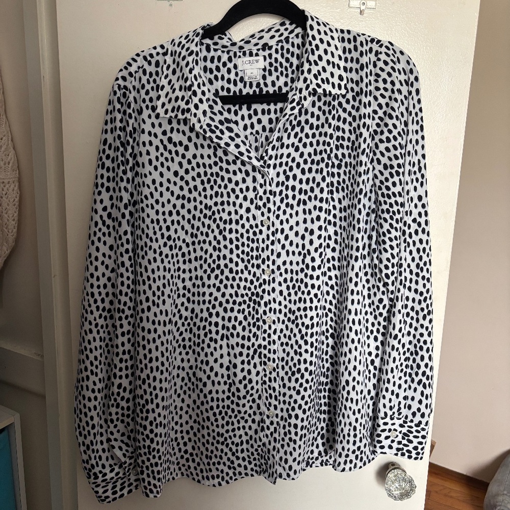 J. Crew Factory Button Down Spotted Blouse